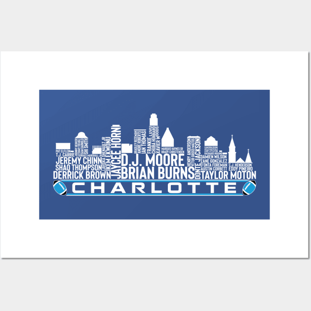 Carolina Football Team 23 Player Roster, Charlotte City Skyline Wall Art by Legend Skyline